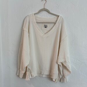 American Eagle Outfitters Cream V-Neck Sweater